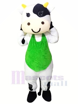 Milk Cow with Green Vest Mascot Costumes Cheap	