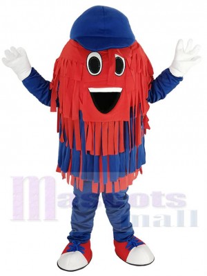 Blue and Red Car Wash Cleaning Brush Mascot Costume