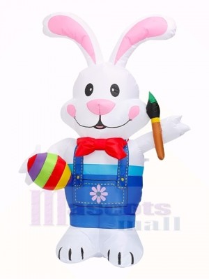 6 ft Easter Inflatable Bunny Holding Paintbrush with LED Lights Outdoor Indoor Holiday Decoration Yard Lawn Home Outside Art Decor