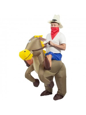 Brown Horse Carry me Ride on Inflatable Costume Halloween Xmas for Adult/Kid