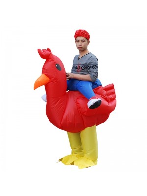 Red Chicken Carry me Ride on Inflatable Costume Fancy Dress Cosplay Costume for Adult 