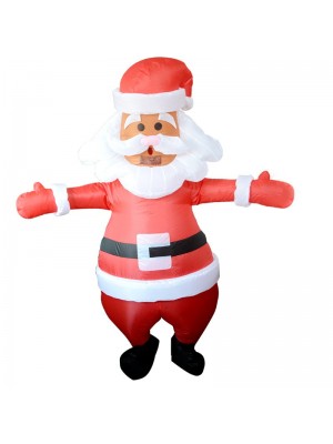 Santa Claus with White Belt Inflatable Costume Halloween Christmas Costume for Adult 