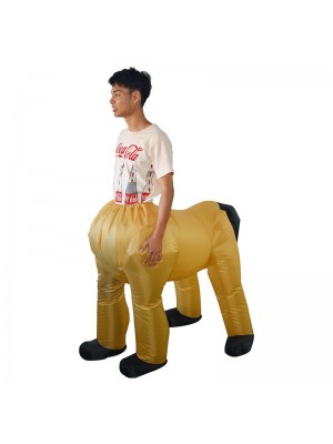 Yellow Centaur Half-man Half-horse Inflatable Costume Halloween Christmas Holiday Costume for Adult