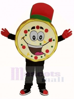 Yummy Pizza with Red Hat Mascot Costume