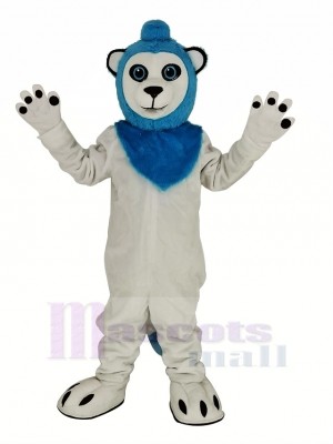 White Lion Blue Haired Mascot Costume Animal