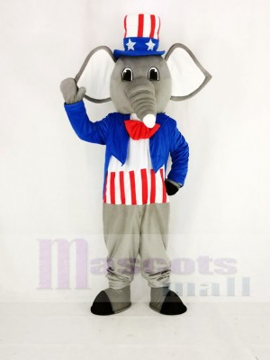 Realistic Patriotic Elephant Mascot Costume Cartoon