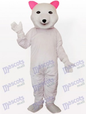 Pink Ear Polar Bear Adult Mascot Costume