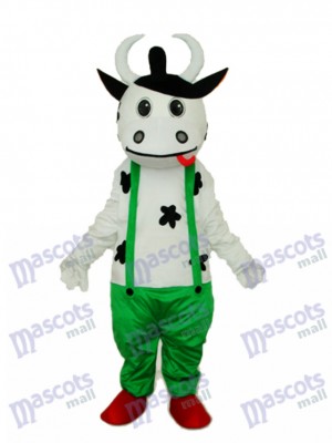 Cow in Green Overall Mascot Adult Costume