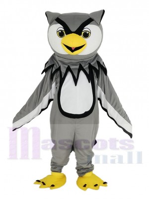 Gray Owl with Yellow Beak Mascot Costume Bird