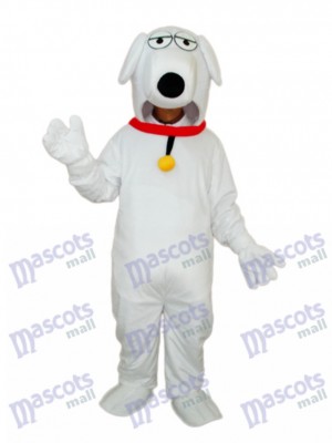 White Dog with Necklet Mascot Adult Costume