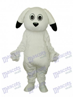 Black Ears White Dog Mascot Adult Costume