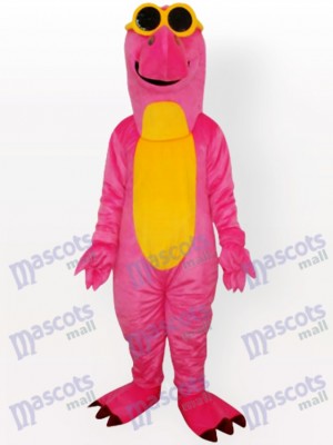 Pink Dragon with Yellow Belly and Glasses Adult Mascot Costume