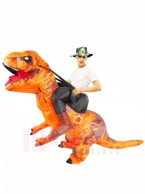 Orange Tyrannosaurus T-Rex Inflatable Carry Me Ride On Costume