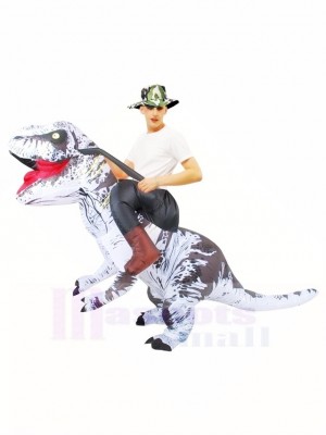 White Tyrannosaurus T-Rex Inflatable Carry Me Ride On Costume