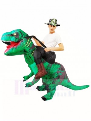 Green Tyrannosaurus T-Rex Inflatable Carry Me Ride On Costume