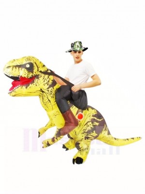 Yellow Tyrannosaurus T-Rex Inflatable Carry Me Ride On Costume