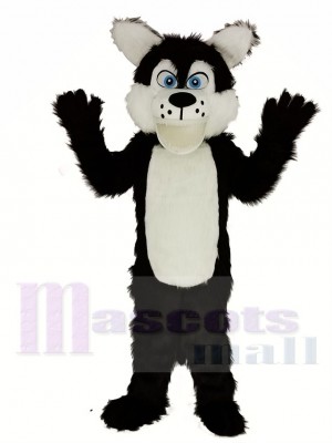 Long Wool Big Black Wolf Mascot Costume Animal