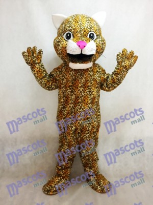 Leaping Leopard Mascot Costume with a Pink Nose 