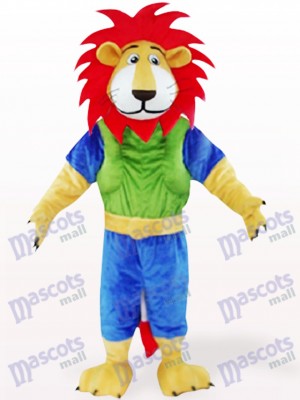 Green And Blue Leo Lion With Red Hair Mascot Costumes Animal