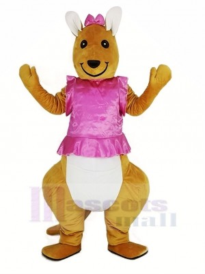 Pink Dress Kangaroo Mascot Costume Animal