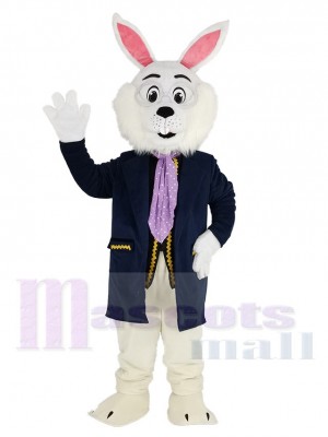 Easter Blue Bunny Rabbit in Blue Suit Mascot Costume