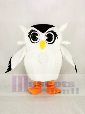 Cute White Owl Mascot Costume Cartoon