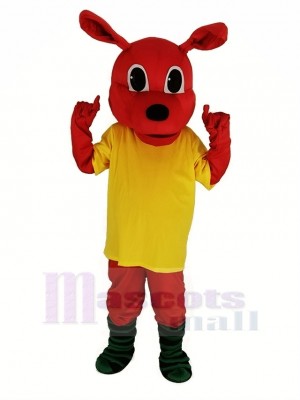 Red Kangaroo with Yellow T-shirt Mascot Costume Animal