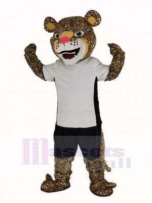 Strong Jaguar with T-shirt Mascot Costume Animal