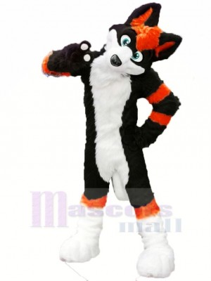 Black and Orange Husky Dog Fursuit Mascot Costume Cartoon