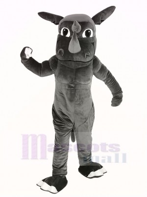 Muscle Gray Rhino Mascot Costume Animal