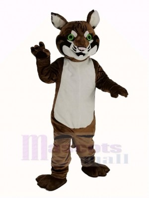 Brown Bobcats with Green Eyes Mascot Costume Animal