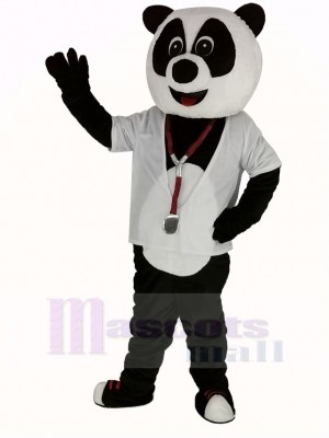 Doctor Panda with White Shirt Mascot Costume