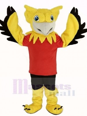 Yellow Gryphon with Red T-shirt Mascot Costume Animal