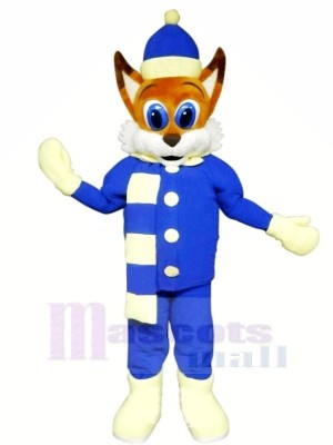 Brown Fox with Blue Suit Mascot Costumes Cartoon	