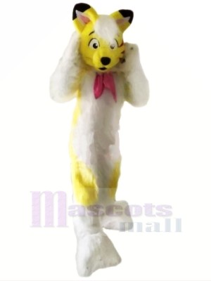 Yellow Furry Husky Dog Mascot Costumes Cartoon	