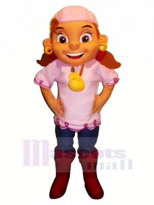 Nice Pirate with Pink Hat Mascot Costume Cartoon	
