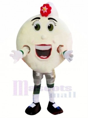 White Pancake Donut Mascot Costume Cartoon