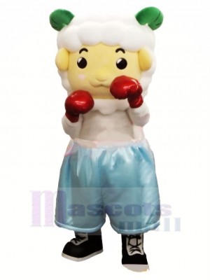 Cute Boxer Sheep Mascot Costume Cartoon