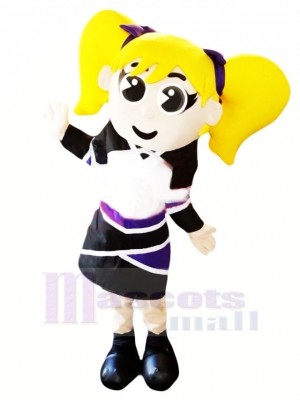 Cheerleader with Yellow Hair Mascot Costume People