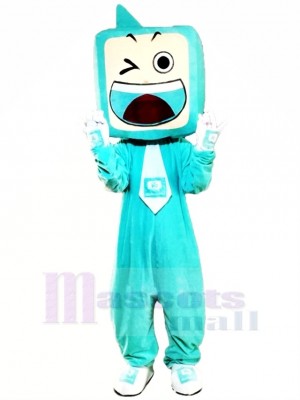 Funny Blue TV Set Mascot Costume Cartoon