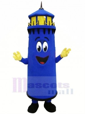 Funny Blue Lighthouse Mascot Costume Cartoon