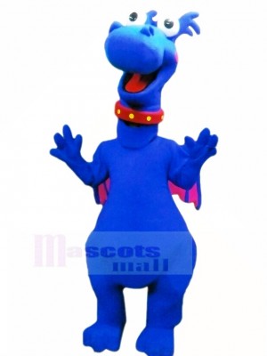 Blue Dragon with Pink Wings Mascot Costume Cartoon