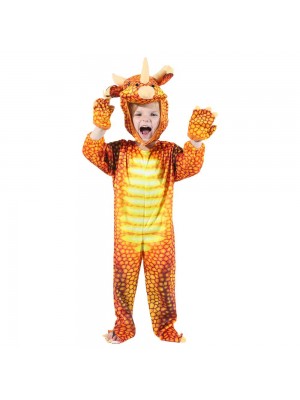 Red Triceratops Dinosaur Costume Dinosaur Jumpsuit Halloween Christmas Dress up Gift for Kid