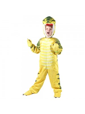 Yellow T-Rex Dinosaur Costume Dinosaur Jumpsuit Halloween Christmas Dress up Gift for Kid