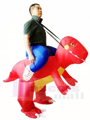 Red Dinosaur Carry me Ride On T-rex Inflatable Halloween Christmas Costumes for Adults