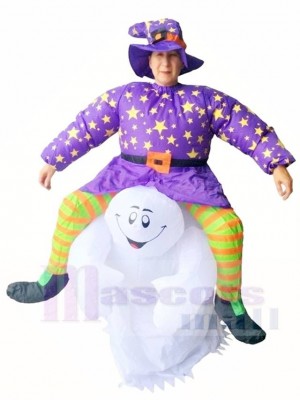 Devil Carry Me Rider on Ghost Scary Inflatable Halloween Christmas Costumes for Adults