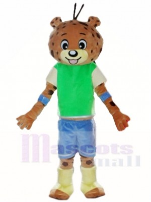 Green Shirt Blue Pants Leopard Panther Mascot Costumes Animal 