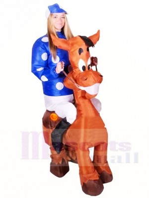 Ride on Horse Blow Up Jockey Inflatable Halloween Xmas Costumes for Adults