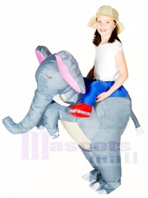 Grey Elephant Carry me Ride On Inflatable Halloween Christmas Costumes for Kids