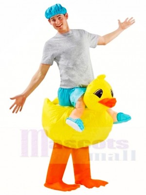 Yellow Duck Carry me Ride on Inflatable Halloween Xmas Costumes for Adults